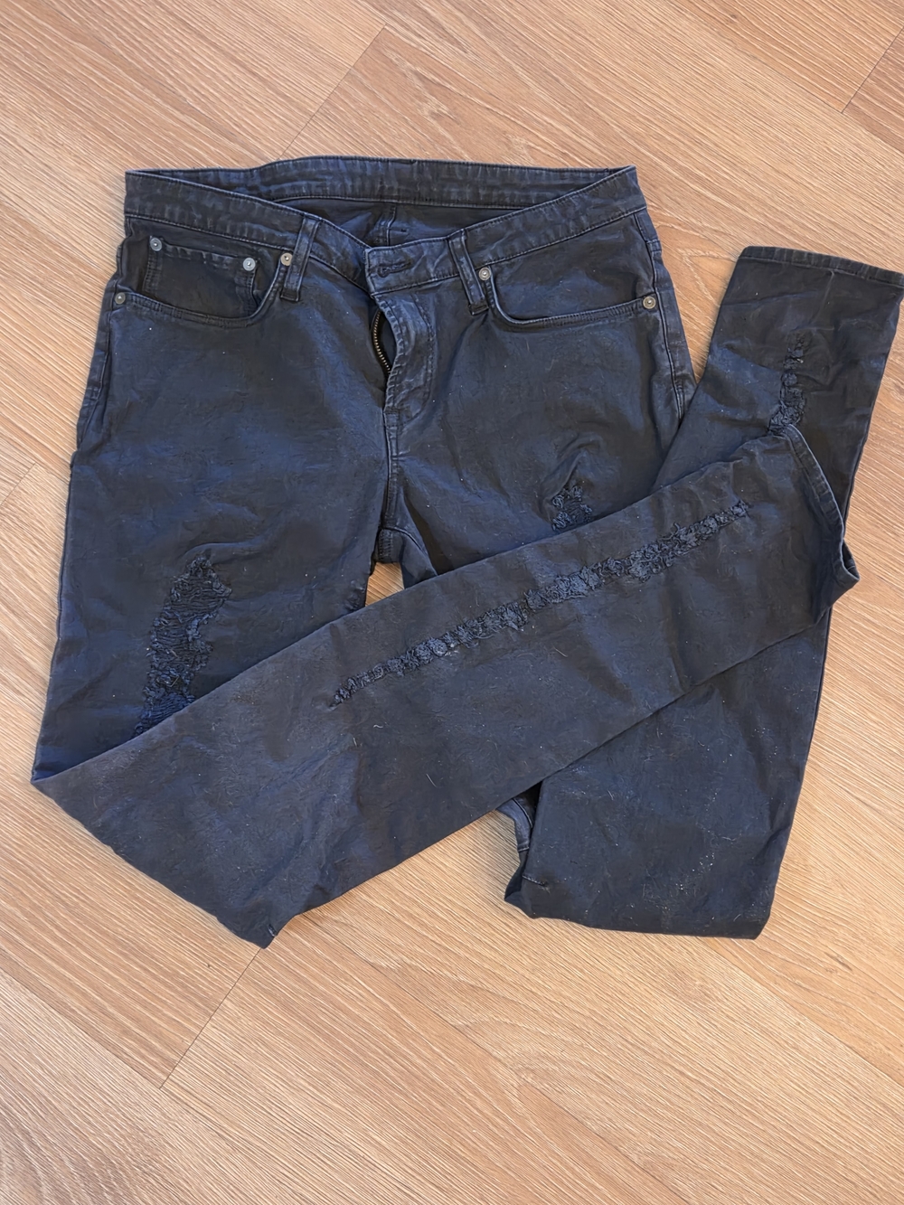 Helmut Lang Black Distressed Skinny Jeans
